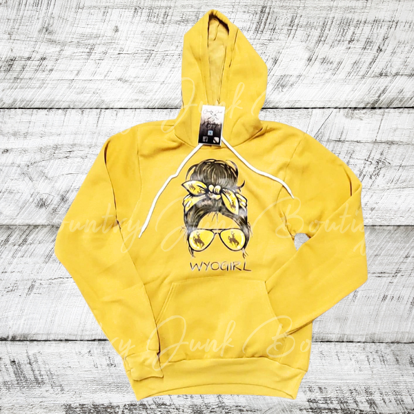 WyoGirl Messy Bun sponge fleece Hoodie