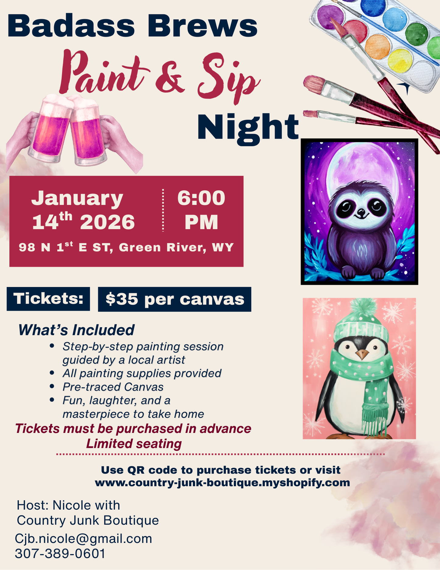 Badass Brews January 14th Paint Night