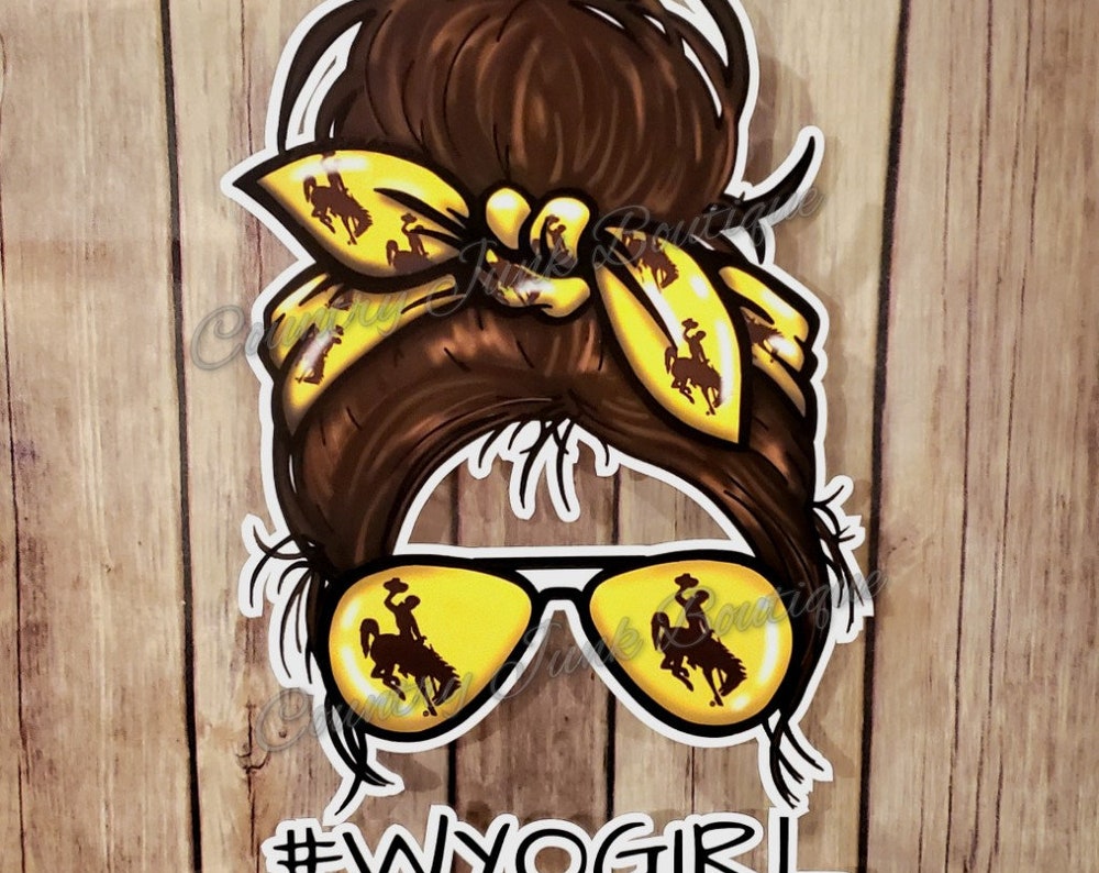 WyoGirl Messy Bun Face Decal